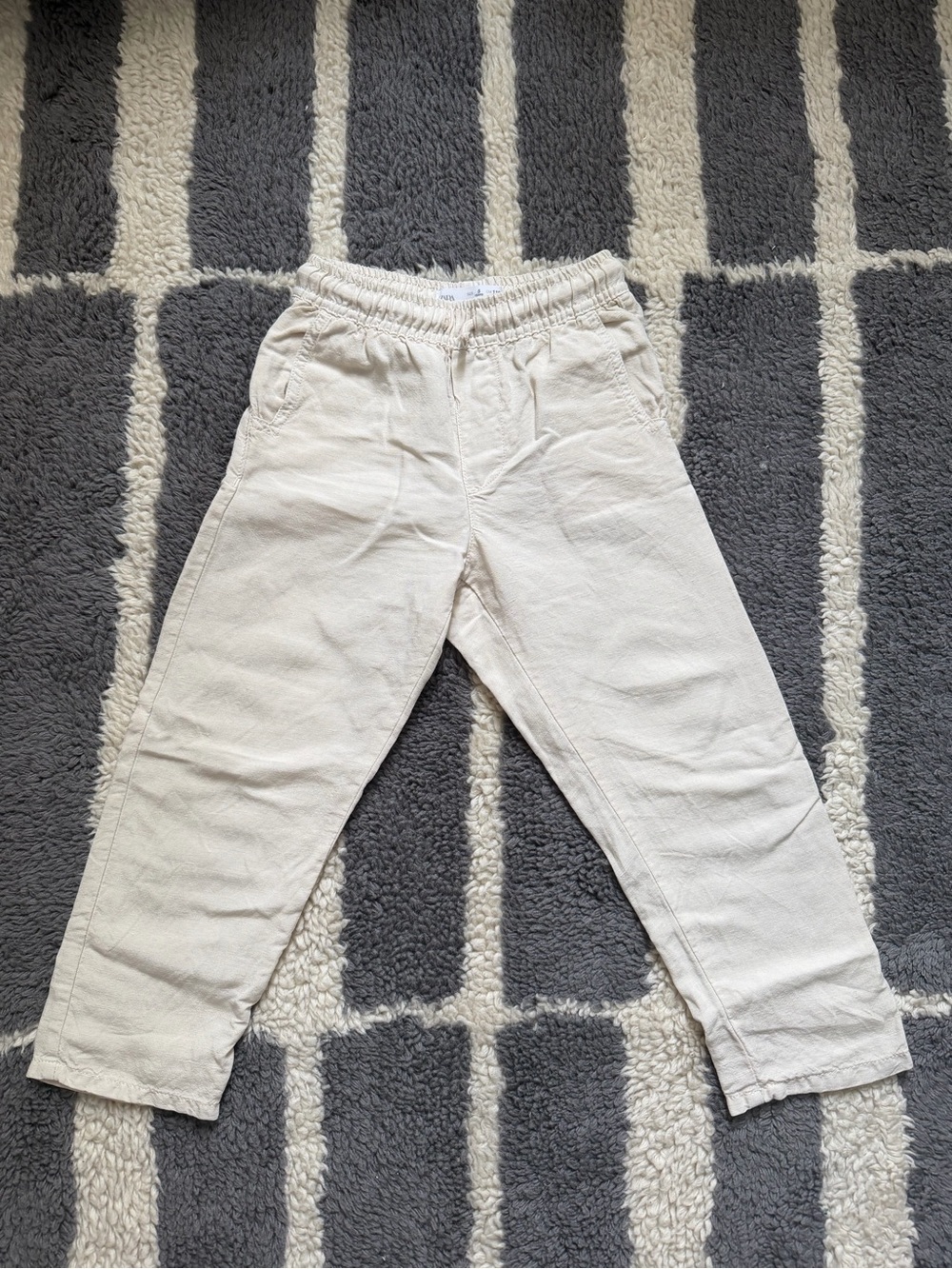 Kids Cream Pull-On linen Pants